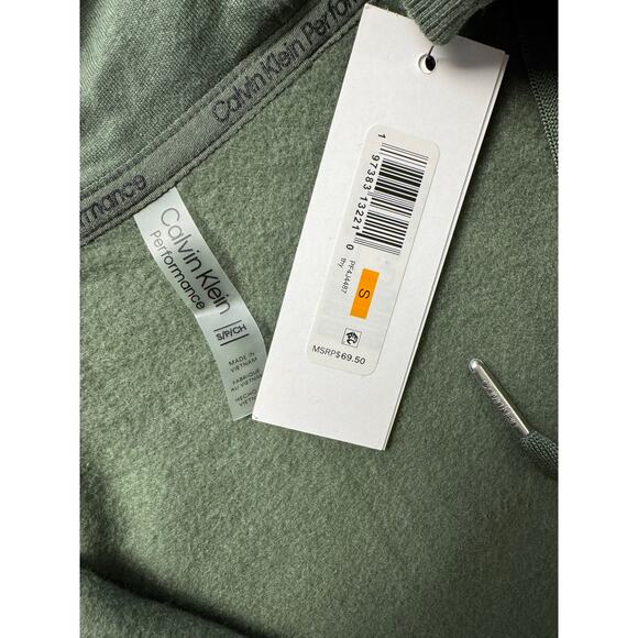 Calvin Klein Women's Fleece Logo Stripe Full Zip Hoodie NWT GREEN SIZE S - Picture 6 of 9